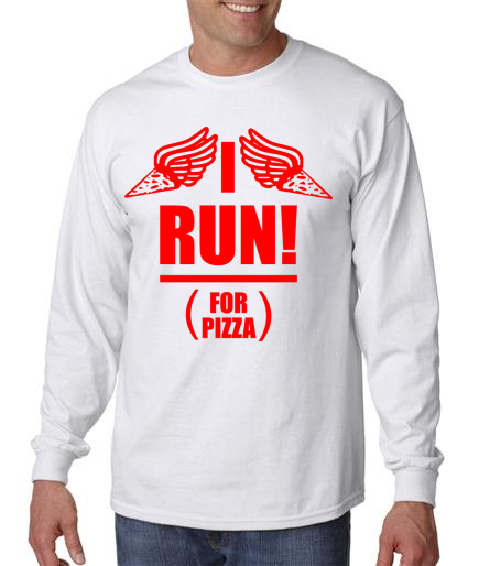Running - I Run For Pizza - Mens White Long Sleeve Shirt